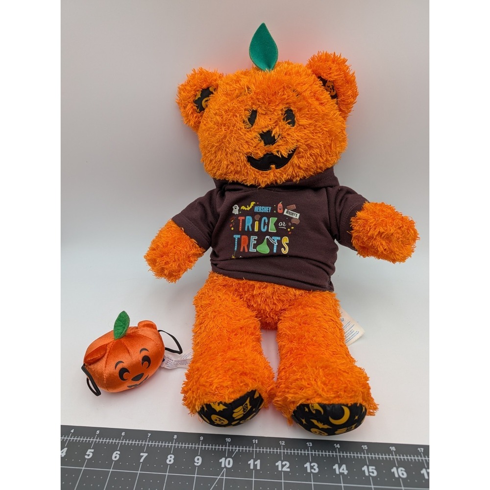 Build a Bear Halloween Pumpkin Orange Plush Face Lights Up T Shirt Stuffed